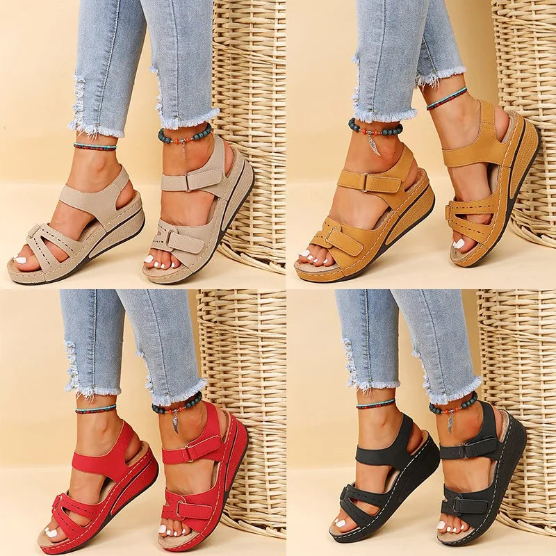 Women Sandals Soft Bottom Wedge Heels Sandals Summer Shoes Women Platform Sandalias Mujer Elegant Wedges Shoes For Women Tacon