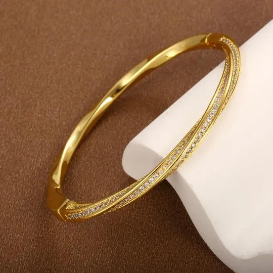 Gold Sleek Double Row Crystal Bracelet